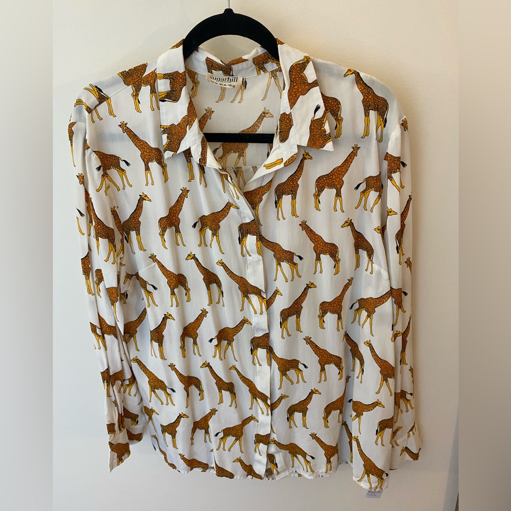 Giraffe Printed Button Down
